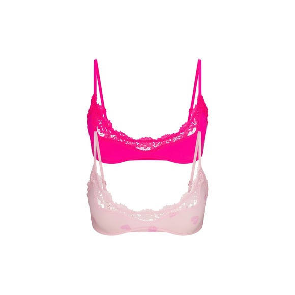 SkimFits everybody lace scoop bras 2 pack size medium flamingo and heart breaker - Picture 1 of 1